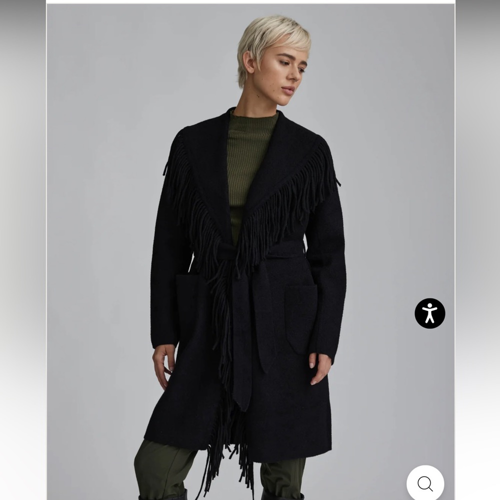 Black Fringe Cardigan Coat